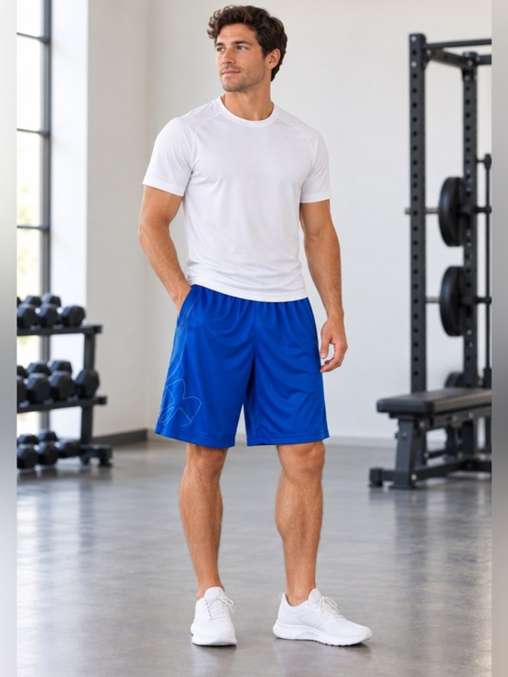 Under Armour HeatGear Blue Athletic Basketball Shorts Men’s Size Large